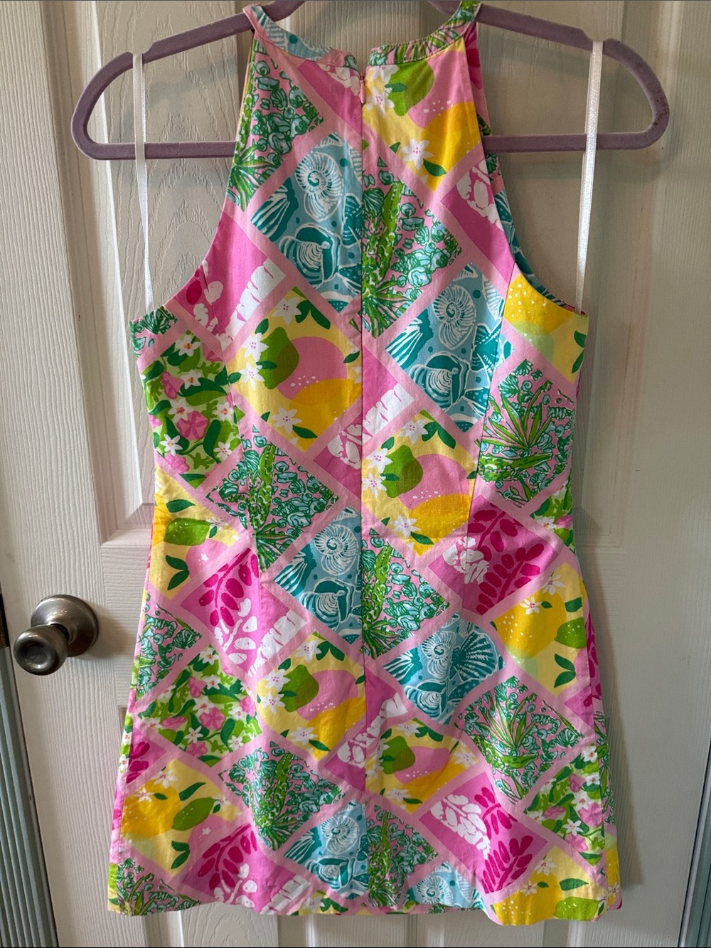 Lilly Pulitzer Pink, Yellow & Teal Patchwork Halter Dress - Picture 4 of 5